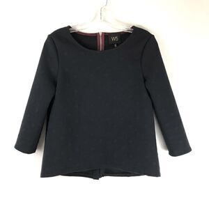 W5 ¾ sleeve navy blue polka dot sweater